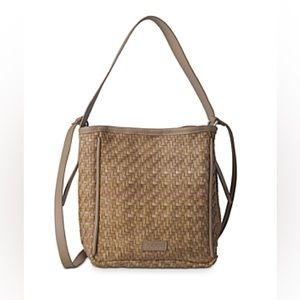 CALA JADE IWA MINI CROSSBODY BAG IN PRIMROSE WOVEN LEATHER